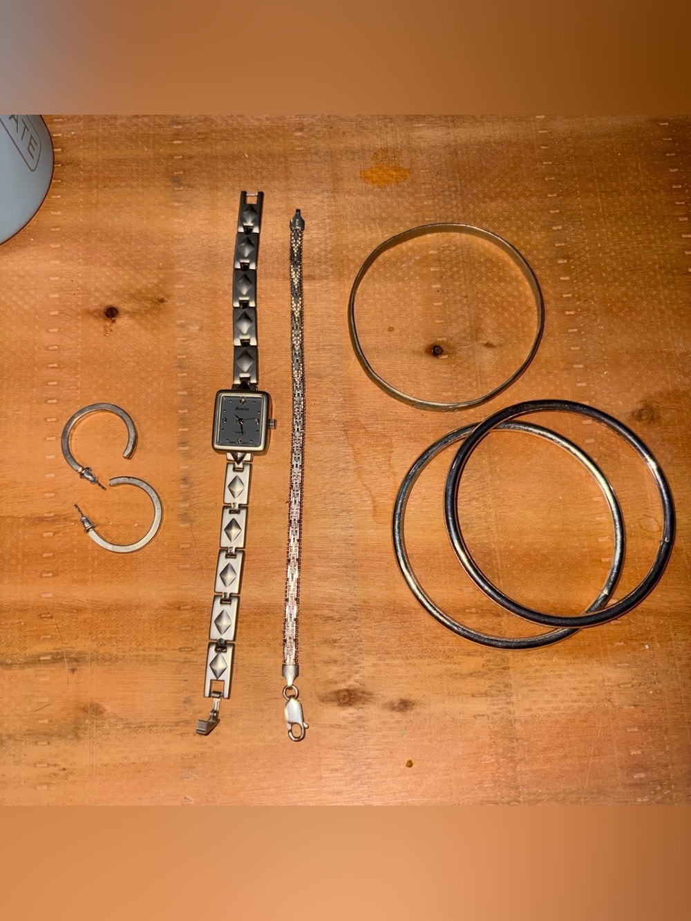 Silver Tone Watch & Bracelet Jewelry Set - Silver